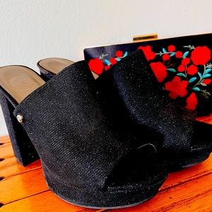 Guess Black Glitter Platform Heels